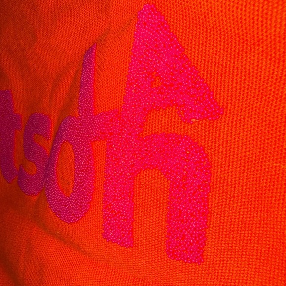 Kitson Tote Bag ZipHandbag LA Neon Pink‎ Orange Canvas Lined 16x7x12 Drop 8" - Picture 2 of 12